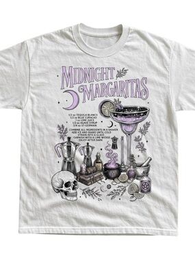 White Tee with Lavender 'Midnight Margaritas' Graphic